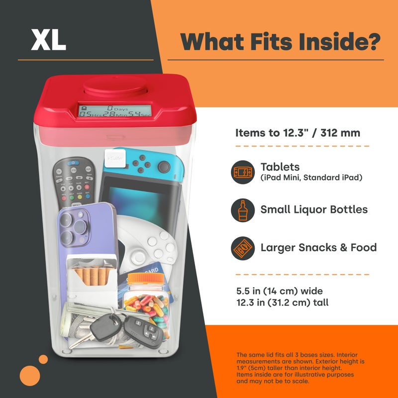 Kitchen Safe kSafe Time Locking Container XL â€“ Tech Lock Box for Tablets, Game Controllers, Large Snack Bags, BPA-Free Plastic, No Overrides, 5.5â€ W x 10.4â€ L, White Lid, Clear Base - Image 5